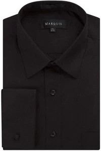 Camisa de vestir Marquis Para hombre Calce Regular Puño Francés Mezcla de Algodón Lisa - Imagen 1 de 8