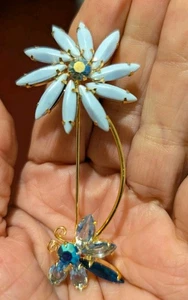 Spilla vintage fiore blu brillante - Foto 1 di 3