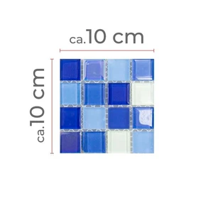 Handmuster Glas Mosaik Fliesen Karlsruhe Perlmutt Effekt Blau Weiss Wand Boden - Bild 1 von 7