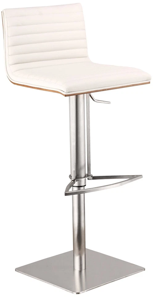 Cafe White Stainless Steel Adjustable Barstool - Image 1 of 1