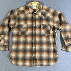 Vintage Pendleton Western Wear Hemd Herren XL kariert Schurwolle Perlen Druckknopf 70er - Bild 1 von 6