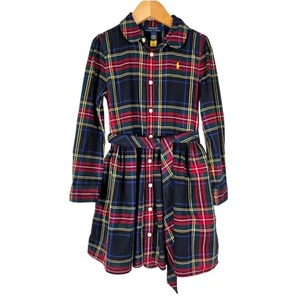 POLO RALPH LAUREN GIRL'S BLUE/RED W/ YELLOW/WHITE STRIPES PLAID DRESS SIZE 4 - Picture 1 of 11