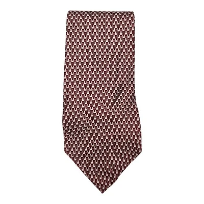 Классический мужской галстук Oscar de la Renta бордовый белый геометрический 100% шелк - Изображение 1 из 4