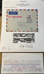 C107 Czech first flight cover Prague to New York 1946 with info no reserve - Picture 1 of 1