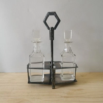 Ancien Serviteur / Huilier Art Déco En Métal Argenté - Photo 1/4