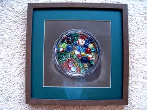 🔥Vntg MARBLES IN THE SILVER BOWL Artist Signed Colorful Print Mounted & Framed - Bild 1 von 7