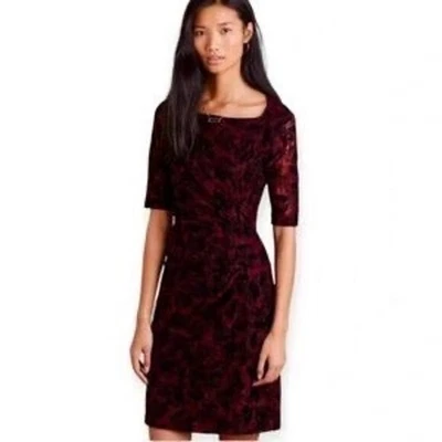 Vestido Anthropologie Maeve Elorn Manga Corta Talla 2 Negro Vino Foto 1 de 4