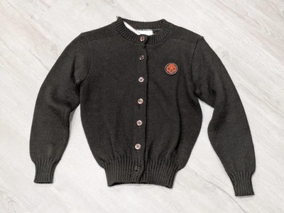 Suéter vintage escoteiras meninas 8 marrom cardigã botão patch feito nos EUA anos 70 - Imagem 1 de 4