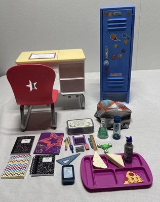 American Girl doll Classroom Desk Locker Backpack Hot Lunch Food + Accessories - Image 1 of 4