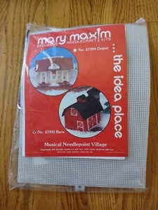Mary Maxim Needlecraft Kit Musical Needlepoint Village Barn 27393 New - Picture 1 of 3