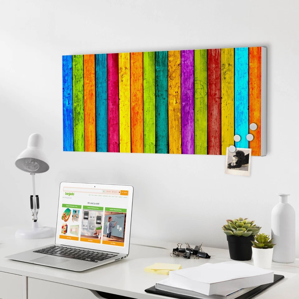 banjado Design Magnetwand Motiv Pinnwand Magnettafel Bunte Holzlatten - Bild 1 von 1
