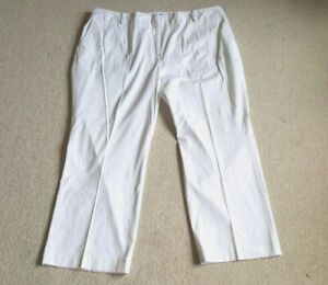 Womens Pants-TALBOTS-white cotton stretch "Heritage" straight leg-22W