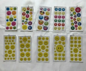 10 Sheets Happy Face Stickers Cartoon Scrapbooking Filler Children Loot Bags - Picture 1 of 1