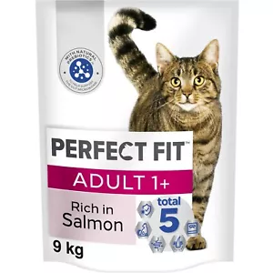 More details for 9kg perfect fit advanced nutrition adult complete dry cat food salmon 12x750g