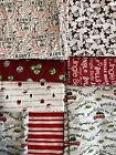 8 Pieces Christmas Holiday Fabric - Santas/Trucks Red/White - Various Lengths