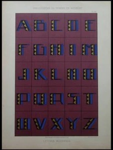 ALPHABET ART DECO - 1930 - GRANDE LITHOGRAPHIE, LETTRES, TYPOGRAPHIE, LECULIER - Bild 1 von 1