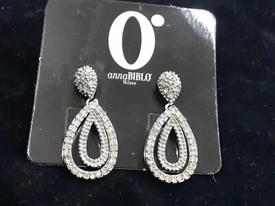 Orecchini pendenti goccia nella goccia strass bijoux bigiotteria Biblò - Immagine 1 di 4