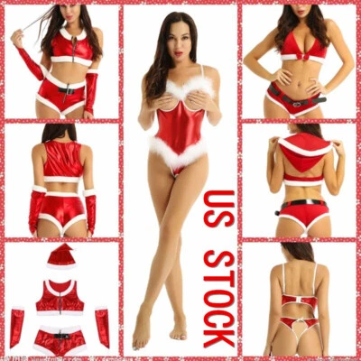 Sexy Women Christmas Costume Santa Baby Bodysuit Fancy Dress Cosplay Clubwear - Image 1 of 2