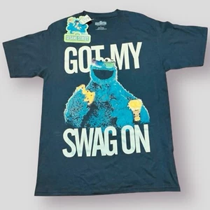 SESAME STREET Cookie Monster Got My Swag On Shirt Black Mens Med 2012 NWT RARE - Picture 1 of 8