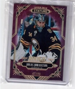 2020-21 UD Stature Base Rookie Card # 164 Jonas Johansson Buffalo Sabres 47/85 - Picture 1 of 2