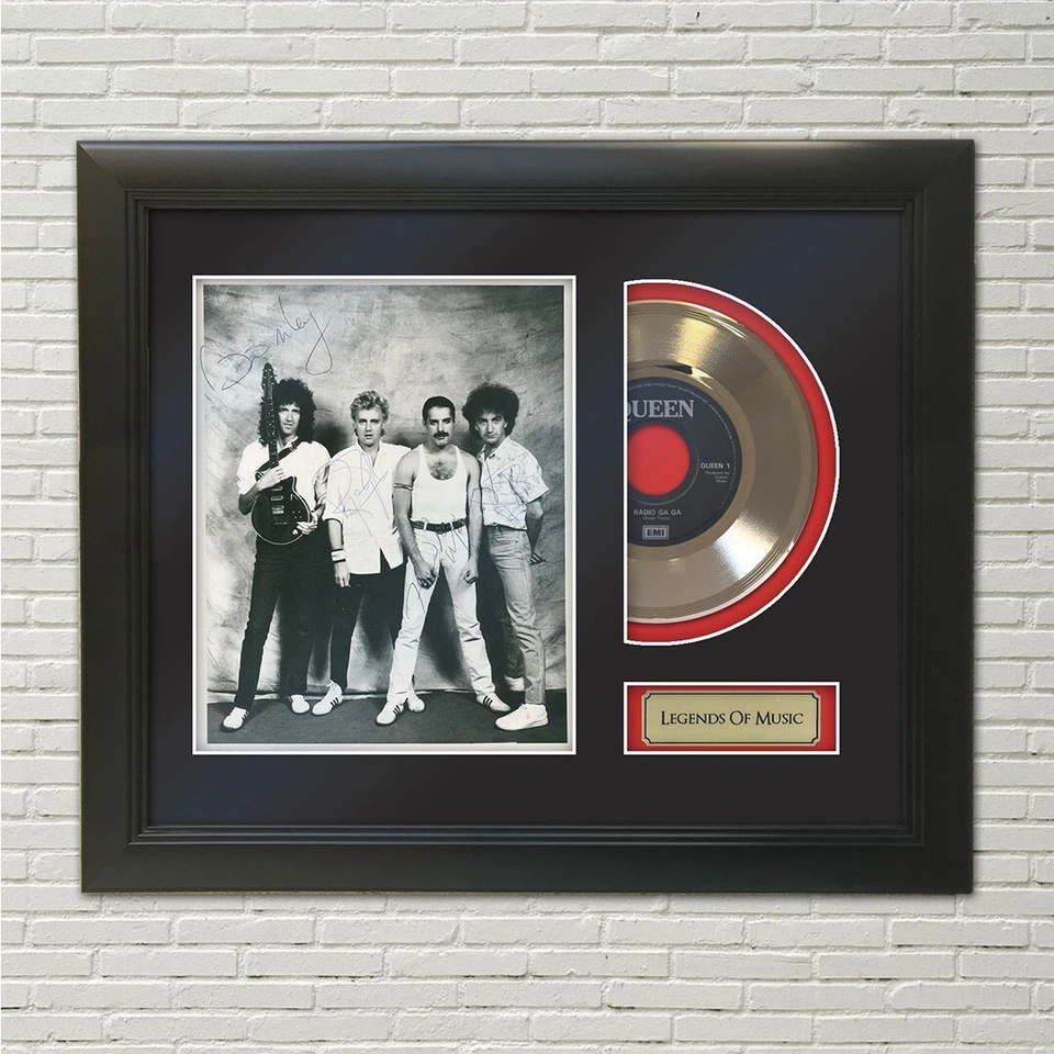 Queen 24k Gold Record Radio Gaga With reproduction signatures!! Museum Glass... - Image 1 of 4