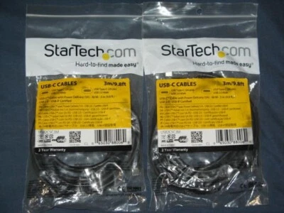 2 USB-C Type C Male to Male 24 Pin Computer Cable 3M 10ft 9.8ft NEW StarTech USB - Image 1 of 2