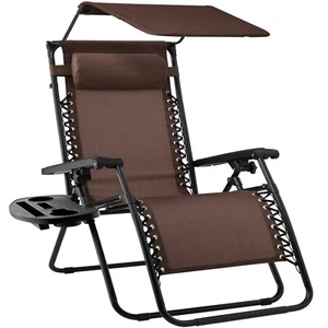 Best Choice Folding Zero Gravity Lounge Chair – Canopy, Headrest & Side Tray - Picture 1 of 6