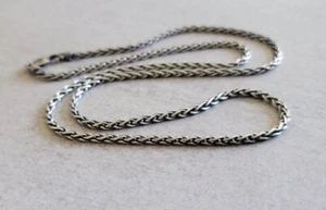 Cadena de trigo espiga italiana de plata de ley 925 oxidada sólida de 2 mm - Imagen 1 de 5