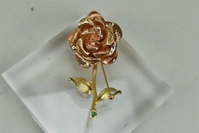 Camrose and Cross JBK Collection Rose Gold Tone W Crystal Rose Flower Brooch - Image 1 of 4