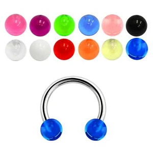 ❤ 1,2 mm Hufeisen Acryl Kugeln Basic Ohr Piercing Circular Barbell Ball - Bild 1 von 1