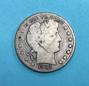 1913 P Barber Half Dollar ~ Old United States Silver Coin - Picture 1 of 5