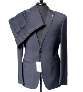 Mattiolo Navy Blue Microstripe Super 130’s Peak 2Btn Suit 54 8R fits 42R - Picture 1 of 9