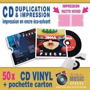 CD Duplication - 50 CD VINYL + POCHETTE CARTON - RECTO VERSO - Imagen 1 de 3