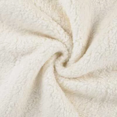 Cotton Teddy Sherpa Fleece Fabric Material - ECRU NATURAL - Image 1 of 3