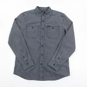 Lee Camicia Uomo Grigio Medio Denim Heritage Abbigliamento da Lavoro Bottoni Elasticizzata Chore - Foto 1 di 7