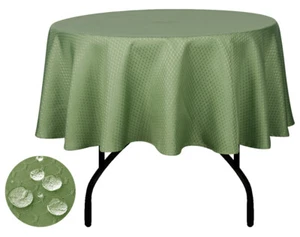 Mantel de gofres redondo Tektrum 70" - impermeable/resistente a las manchas - verde salvia claro - Imagen 1 de 6