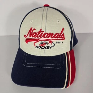 USA Hockey Zephyr Hat M/L Anaheim CA National Team Cap Flex Fit Adult Blue White - Picture 1 of 6