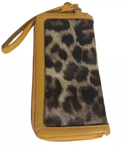 NEW Womens Faux leather Animal Print Cheetah Leopard Wallet Tan & Brown Zipper - Picture 1 of 8
