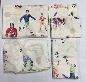 Boys Twin Sheet Set 5 pc. Fitted Flat Pillow cases Duvet Sport Football Soccer
