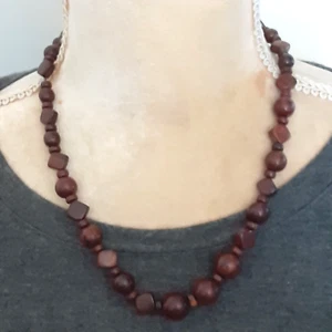 Collar Cuentas Madera Marrón Oscuro 18" Natural - Imagen 1 de 3