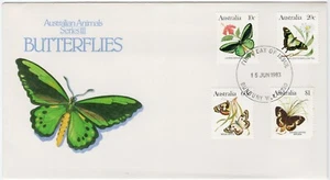 1983 FDC Australia - Butterflies, Australian Animals Series III - 4 Stamps - Picture 1 of 2