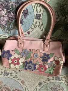 Kathy van Zeeland large Pink/floral croc motif embroidered handbag/shoulder bag - Picture 1 of 13