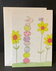 VTG David Walker Easter Card UNUSED Bunny on Top Stack Glittery Decorated Eggs - Picture 1 of 4