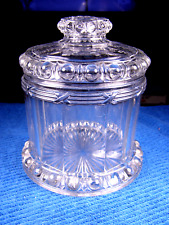 Antique Glass Imperial Cube Cut Tobacco or Cigar Humidor Jar - Circa1900