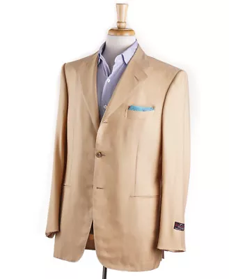 NWT $3795 D'AVENZA Golden Tan Woven Lightweight Cashmere Sport Coat 40 R - Image 1 of 4