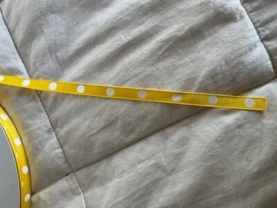 3/8" 9mm Yellow Grosgrain Dot RIBBON ~ Maize ~ 100 yards ~ 100% Polyester #5775 - Image 1 of 2
