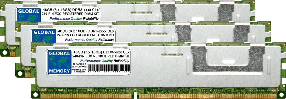 48GB 3x16GB DDR3 1066/1333MHz 240-PIN ECC REGISTERED RDIMM SERVER RAM 12 RANK - Image 1 of 1