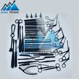 Juego de instrumentos de timpanoplastia, microcirugía del oído instrumentos otorrinolaringología recubiertos de negro - Imagen 1 de 7