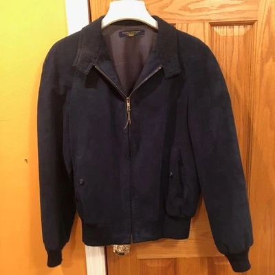 Brooks Brothers Jacket Men's Skinner Ultra Suede Zip Button Navy Size 42 - READ - Image 1 of 4