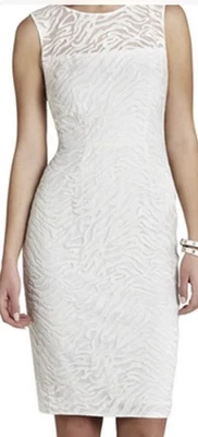 $298 BCBG VESTIDO BORDADO BLANCO ROTO "ALICIA" ENCAJE SIN MANGAS NUEVO CON ETIQUETAS 6 A166 Foto 1 de 4
